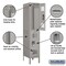 Salsbury Industries 2 Tier Vented Locker, 12"Wx66"Hx18"D, 2 Door, Gray, Unassembled 72158GY-U - alternate 2